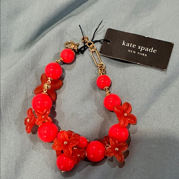 Kate Spade Vibrant Orange Floral Beaded Bracelet - Picture 2 of 4
